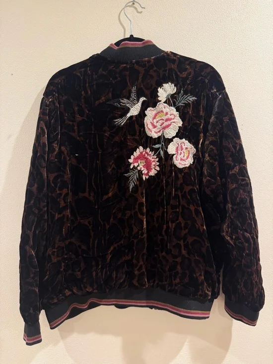 Johnny Was Junia Velvet Quilted Bomber Jacket XL - Picture 5 of 5